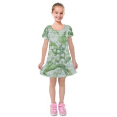 On Wood May Lily Of The Valley Kids  Short Sleeve Velvet Dress by Simbadda