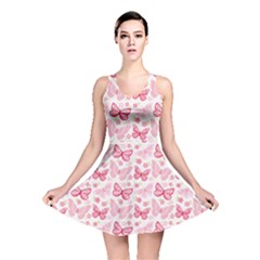 Cute Pink Flowers And Butterflies Pattern  Reversible Skater Dress by TastefulDesigns