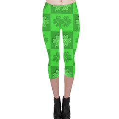 Fabric Shamrocks Clovers Capri Leggings  by Simbadda