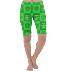 Fabric Shamrocks Clovers Cropped Leggings  by Simbadda