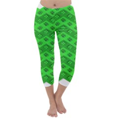 Shamrocks 3d Fabric 4 Leaf Clover Capri Winter Leggings  by Simbadda