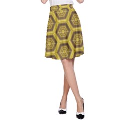 Golden 3d Hexagon Background A-line Skirt by Amaryn4rt