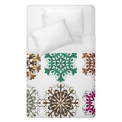 A Set Of 9 Nine Snowflakes On White Duvet Cover (single Size) by Amaryn4rt