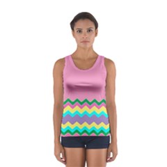 Easter Chevron Pattern Stripes Women s Sport Tank Top  by Amaryn4rt