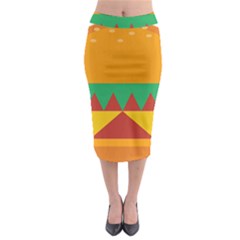 Burger Bread Food Cheese Vegetable Midi Pencil Skirt by Simbadda