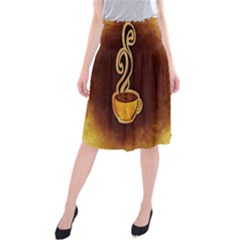 Coffee Drink Abstract Midi Beach Skirt by Simbadda