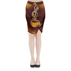 Coffee Drink Abstract Midi Wrap Pencil Skirt by Simbadda