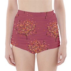 Beautiful Tree Background Pattern High-waisted Bikini Bottoms by Simbadda