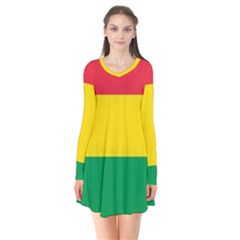 Rasta Colors Red Yellow Gld Green Stripes Pattern Ethiopia Flare Dress by yoursparklingshop