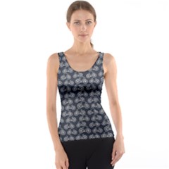 Blue Pattern With Outline Vintage Bicycles Tank Top by CoolDesigns