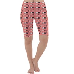 Pink Pattern Cute Cats In Love Cropped Leggings by CoolDesigns