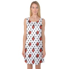 Red Ladybugs Black Polka Dots Pattern Sleeveless Satin Nightdress by CoolDesigns