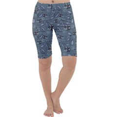 Blue Hedgehogs In The Night Forest Pattern Cropped Leggings by CoolDesigns