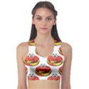 Red Cartoon Cheeseburger Pattern Colored Happy Smiling Burger Women s Sport Bra View1