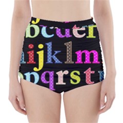 Alphabet Letters Colorful Polka Dots Letters In Lower Case High-waisted Bikini Bottoms by Simbadda