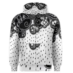 Batik Rain Black Flower Spot Men s Zipper Hoodie by Mariart