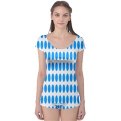 Polka Dots Blue White Boyleg Leotard  by Mariart