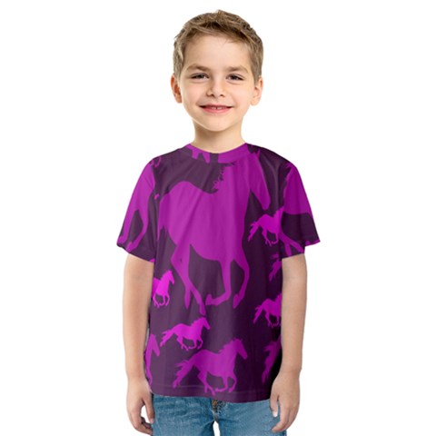 Pink Horses Horse Animals Pattern Colorful Colors Kids  Sport Mesh Tee by Simbadda