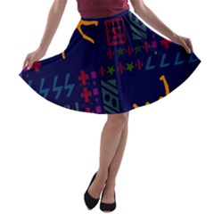 A Colorful Modern Illustration For Lovers A-line Skater Skirt by Simbadda