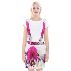 Pink Purple And White Flower Bouquet Suspender Skirt by Simbadda