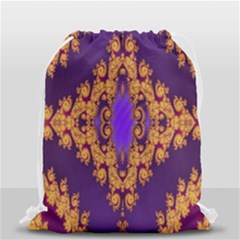 Something Different Fractal In Orange And Blue Drawstring Bag (small) by Simbadda