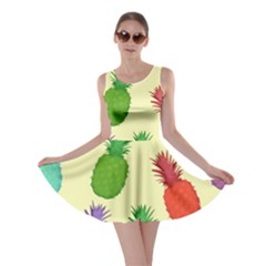 Colorful Pineapples Wallpaper Background Skater Dress by Simbadda