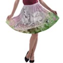 Wonderful Unicorn With Foal On A Mushroom A-line Skater Skirt View1