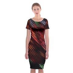 Abstract Green And Red Background Classic Short Sleeve Midi Dress by Simbadda