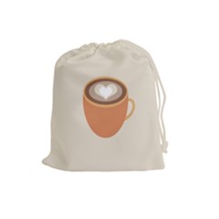 Artin Coffee Chocolate Brown Heart Love Drawstring Pouches (large)  by Mariart