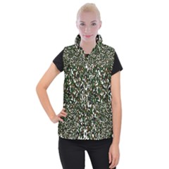 Camouflaged Seamless Pattern Abstract Women s Button Up Puffer Vest by Nexatart