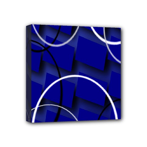 Blue Abstract Pattern Rings Abstract Mini Canvas 4  X 4  by Nexatart