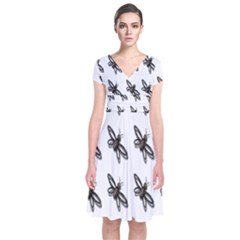 Insect Animals Pattern Short Sleeve Front Wrap Dress by Nexatart