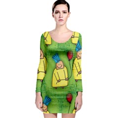 Party Kid A Completely Seamless Tile Able Design Long Sleeve Bodycon Dress by Nexatart