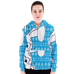 Easter Bunny  Women s Zipper Hoodie by Valentinaart