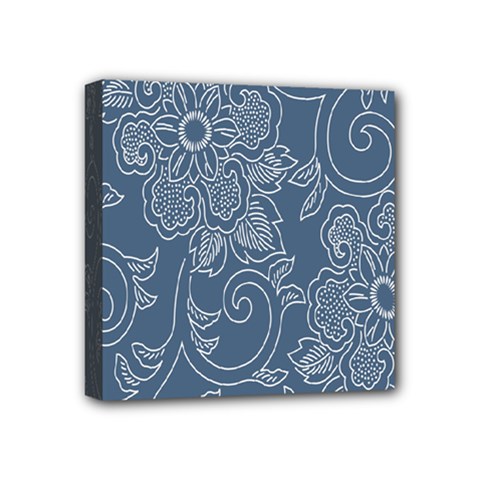 Flower Floral Blue Rose Star Mini Canvas 4  X 4  by Mariart