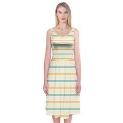 Horizontal Line Yellow Blue Orange Midi Sleeveless Dress by Mariart