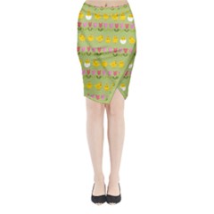 Easter - Chick And Tulips Midi Wrap Pencil Skirt by Valentinaart