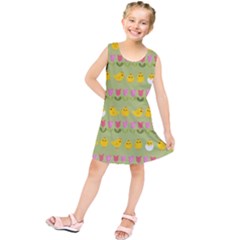 Easter - Chick And Tulips Kids  Tunic Dress by Valentinaart