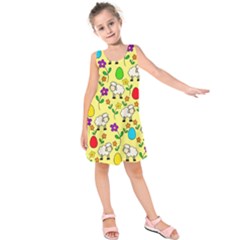 Easter Lamb Kids  Sleeveless Dress by Valentinaart