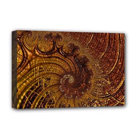 Copper Caramel Swirls Abstract Art Deluxe Canvas 18  X 12   by Nexatart