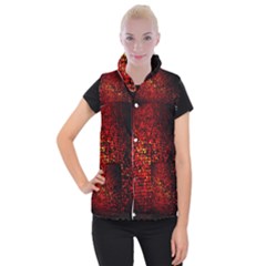 Red Particles Background Women s Button Up Puffer Vest by Nexatart