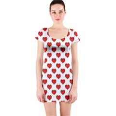 Emoji Heart Shape Drawing Pattern Short Sleeve Bodycon Dress by dflcprintsclothing