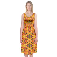 Colorful Vibrant Ornate Midi Sleeveless Dress by dflcprintsclothing