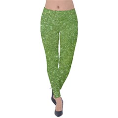 Green Glitter Abstract Texture Print Velvet Leggings by dflcprintsclothing