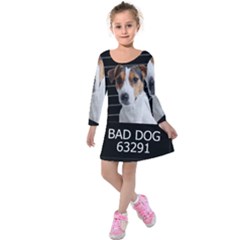 Bad Dog Kids  Long Sleeve Velvet Dress by Valentinaart