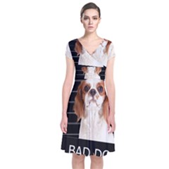 Bad Dog Short Sleeve Front Wrap Dress by Valentinaart