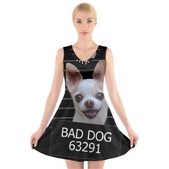 Bad Dog V-neck Sleeveless Skater Dress by Valentinaart