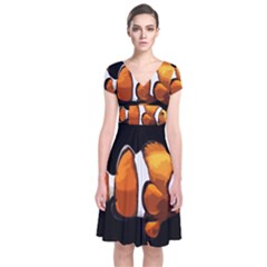 Clown Fish Short Sleeve Front Wrap Dress by Valentinaart