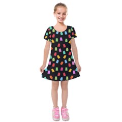 Candy Pattern Kids  Short Sleeve Velvet Dress by Valentinaart