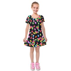 Candy Pattern Kids  Short Sleeve Velvet Dress by Valentinaart